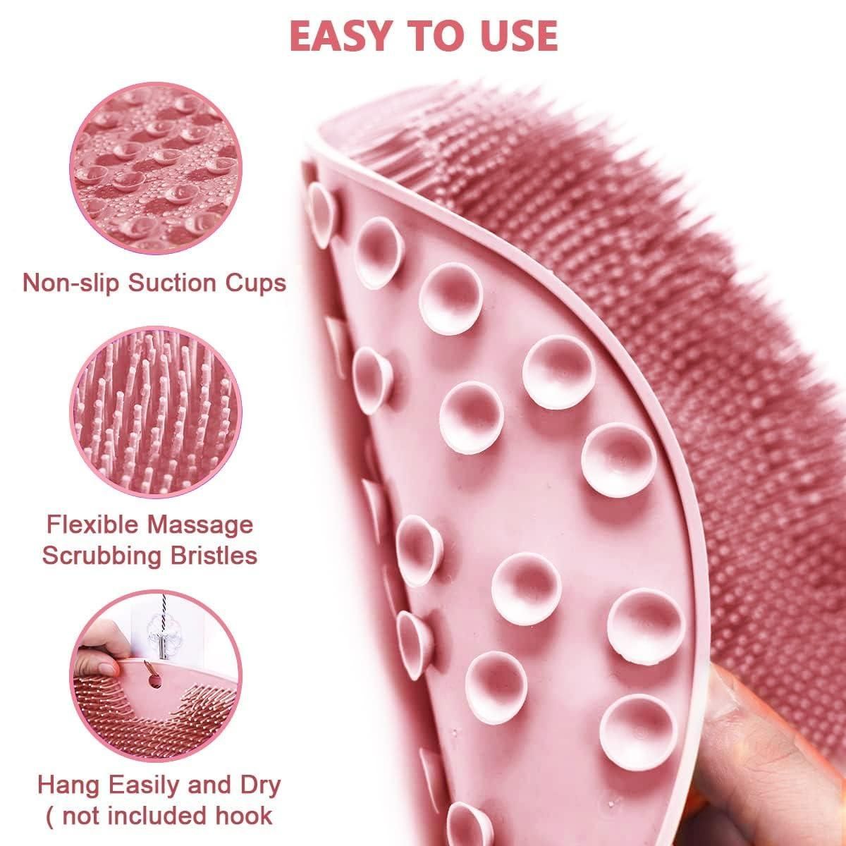 Silicone Shower Foot Scrubber Mat with Wall-Mounted Suction Cups