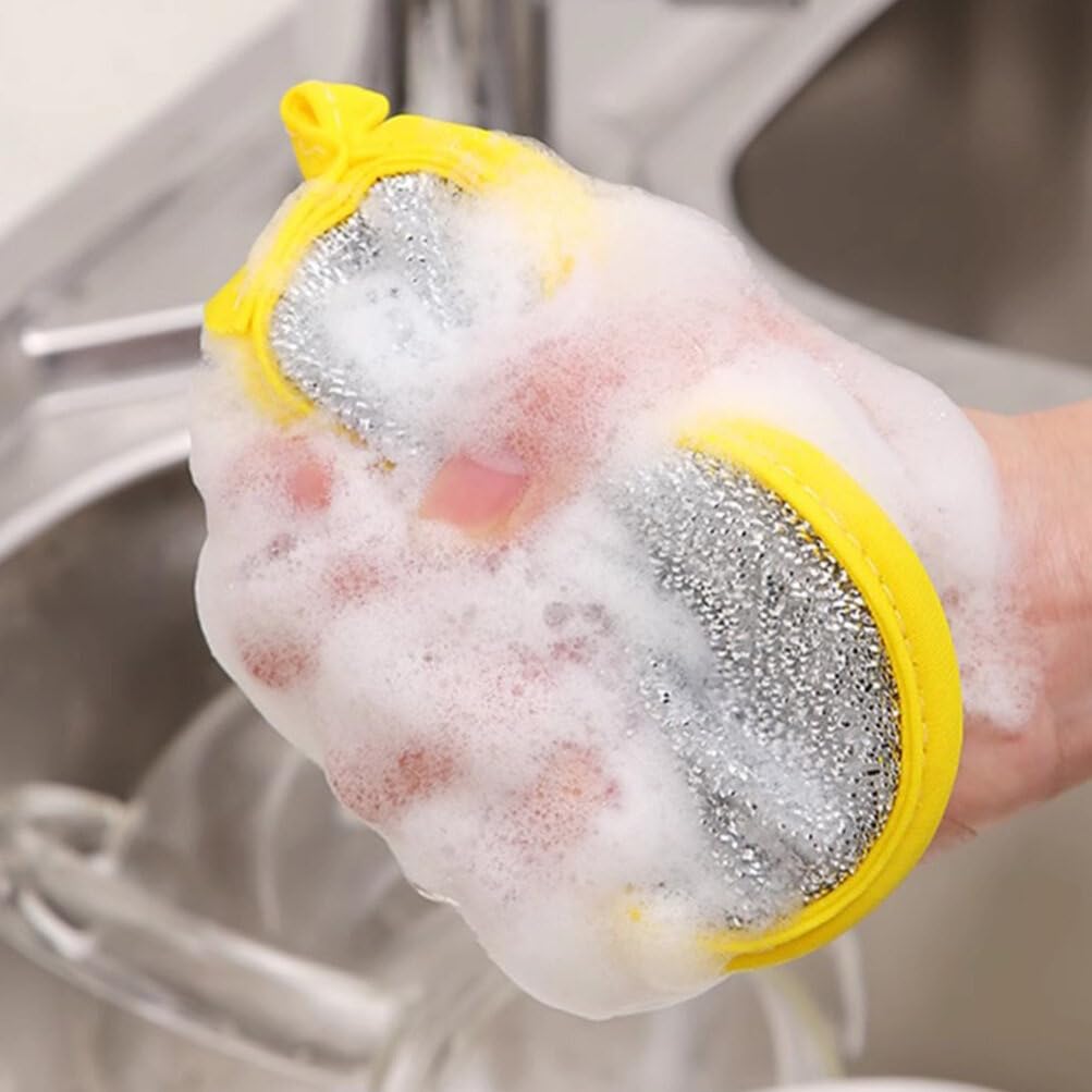2 in 1 Stainless Steel with Sponges Scrubber (Pack of 5)