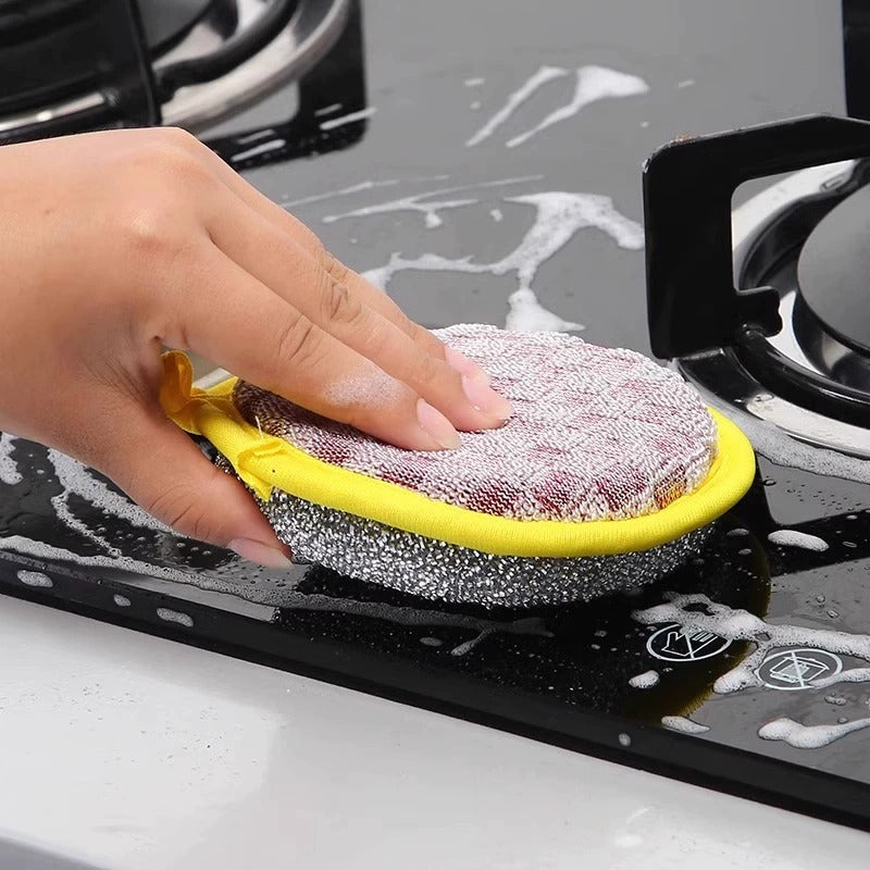 2 in 1 Stainless Steel with Sponges Scrubber (Pack of 5)