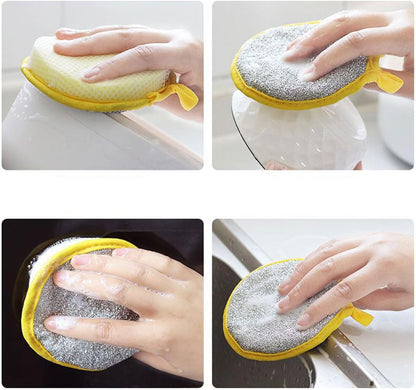 2 in 1 Stainless Steel with Sponges Scrubber (Pack of 5)