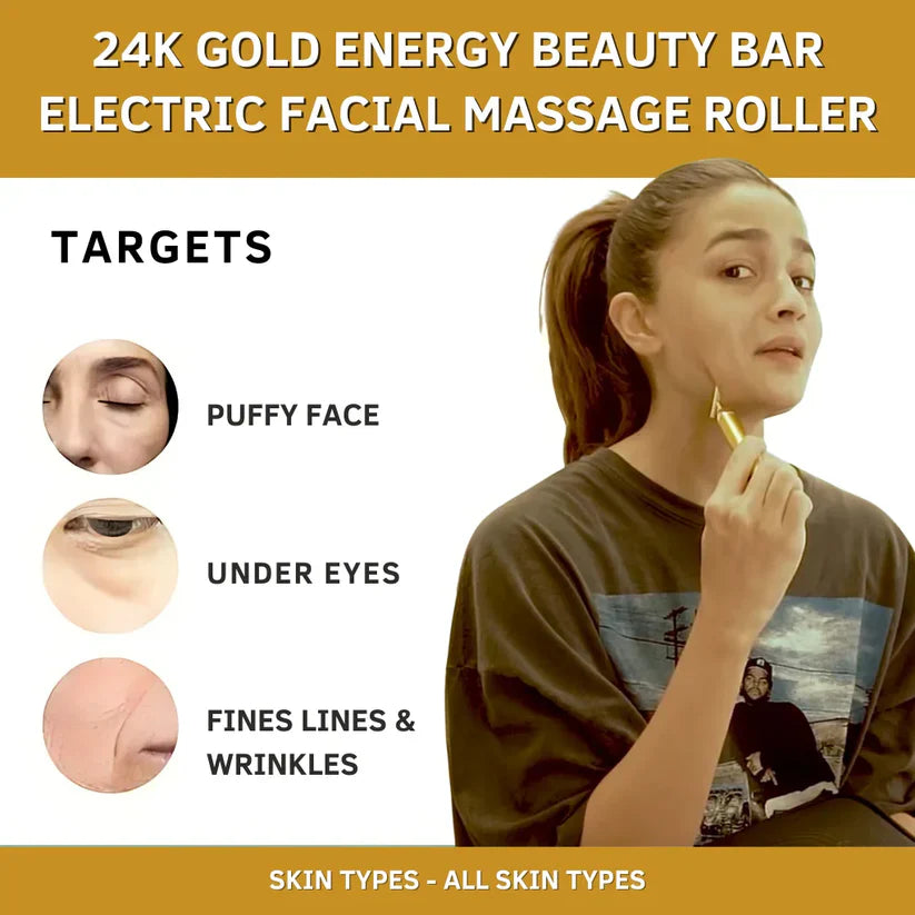 24K Gold Electric Facial Massage Roller 🌟50% OFF