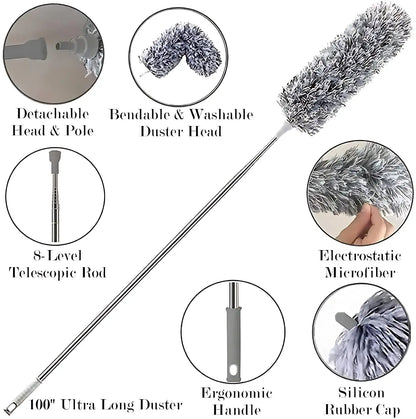 100 inch Stainless Steel Microfiber Feather Ceiling Duster