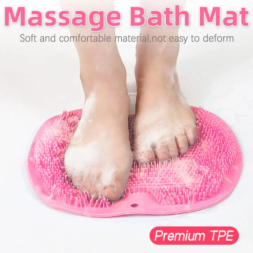 Silicone Shower Foot Scrubber Mat with Wall-Mounted Suction Cups