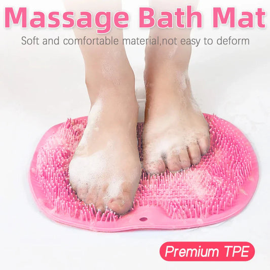 Silicone Shower Foot Scrubber Mat with Wall-Mounted Suction Cups