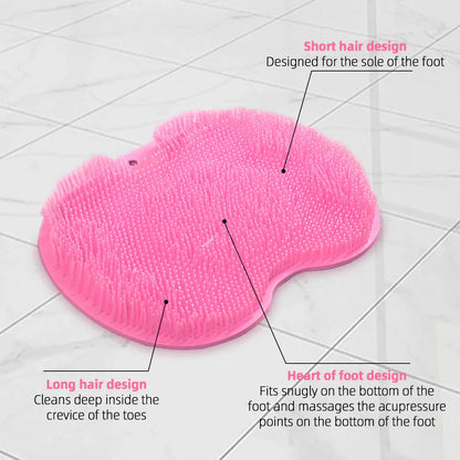 Silicone Shower Foot Scrubber Mat with Wall-Mounted Suction Cups