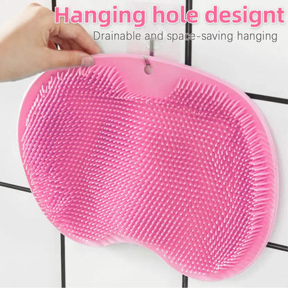 Silicone Shower Foot Scrubber Mat with Wall-Mounted Suction Cups
